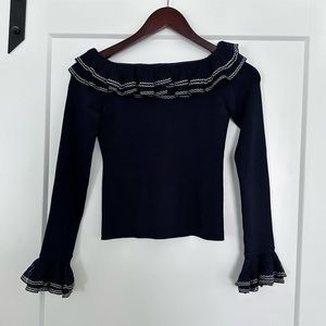 Ralph Lauren Dark Blue Silk Scoop Neck Sweater